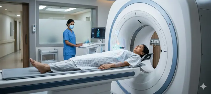 patient undergoing pet scan procedure